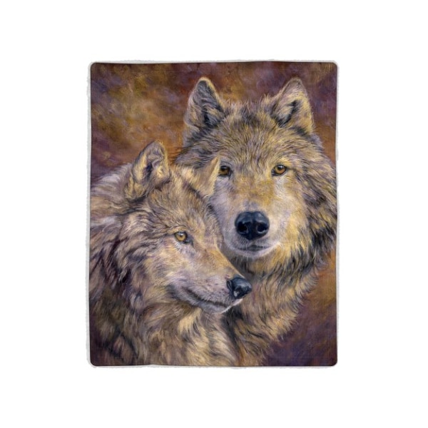Hastings Home Sherpa Fleece Throw Blanket with Wolf Print Pattern, Lightweight Hypoallergenic for Adults and Kids 990643PIX - main